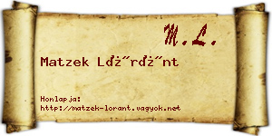 Matzek Lóránt névjegykártya